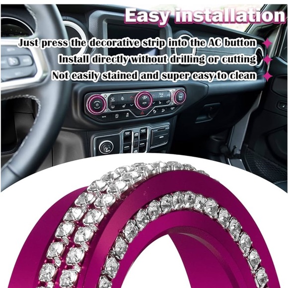 Bonbo Bling Crystal Air Conditioner Switch Knob Cover Jeep Wrangler Rose Pink - Picture 6 of 7